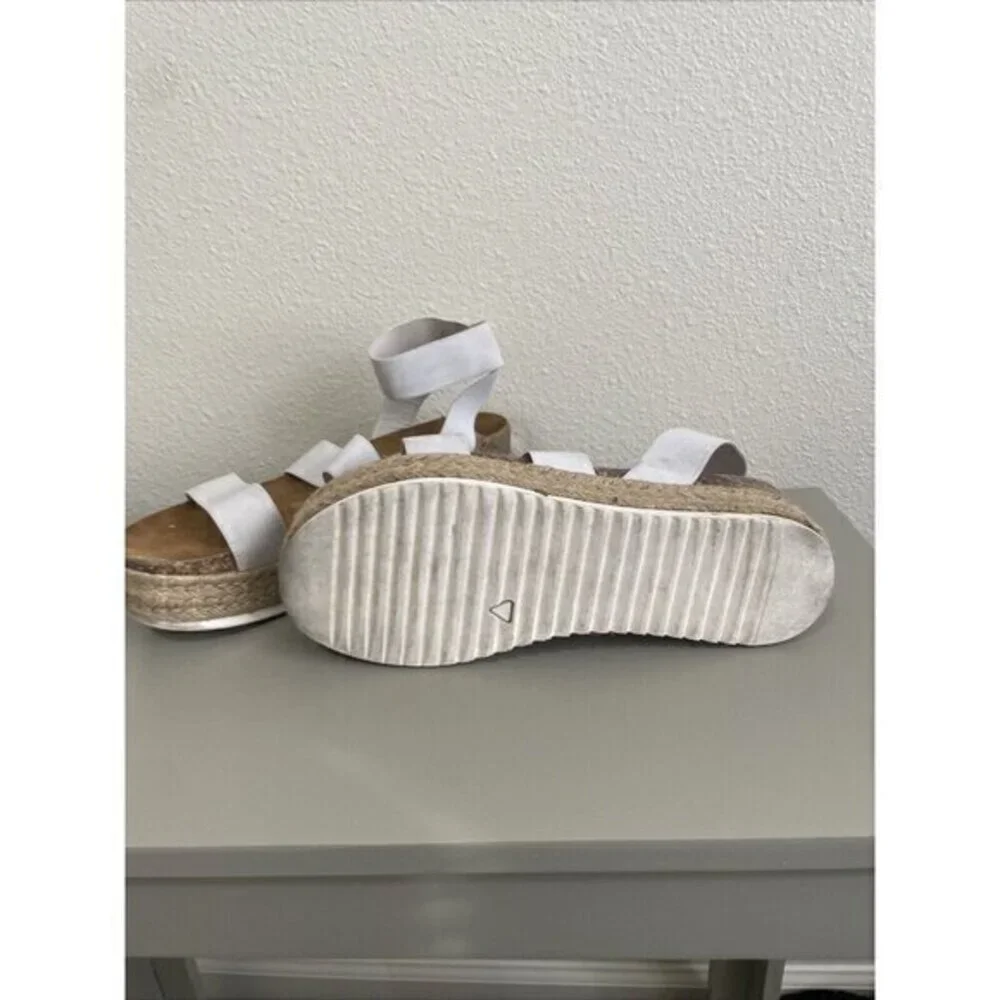 Steve Madden Kimmie Sandals Women 10 White Platform Espadrille Elastic‎ Straps